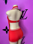 Red Back Out Romper