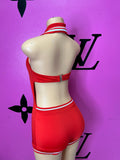 Red Back Out Romper