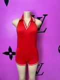 Red Back Out Romper